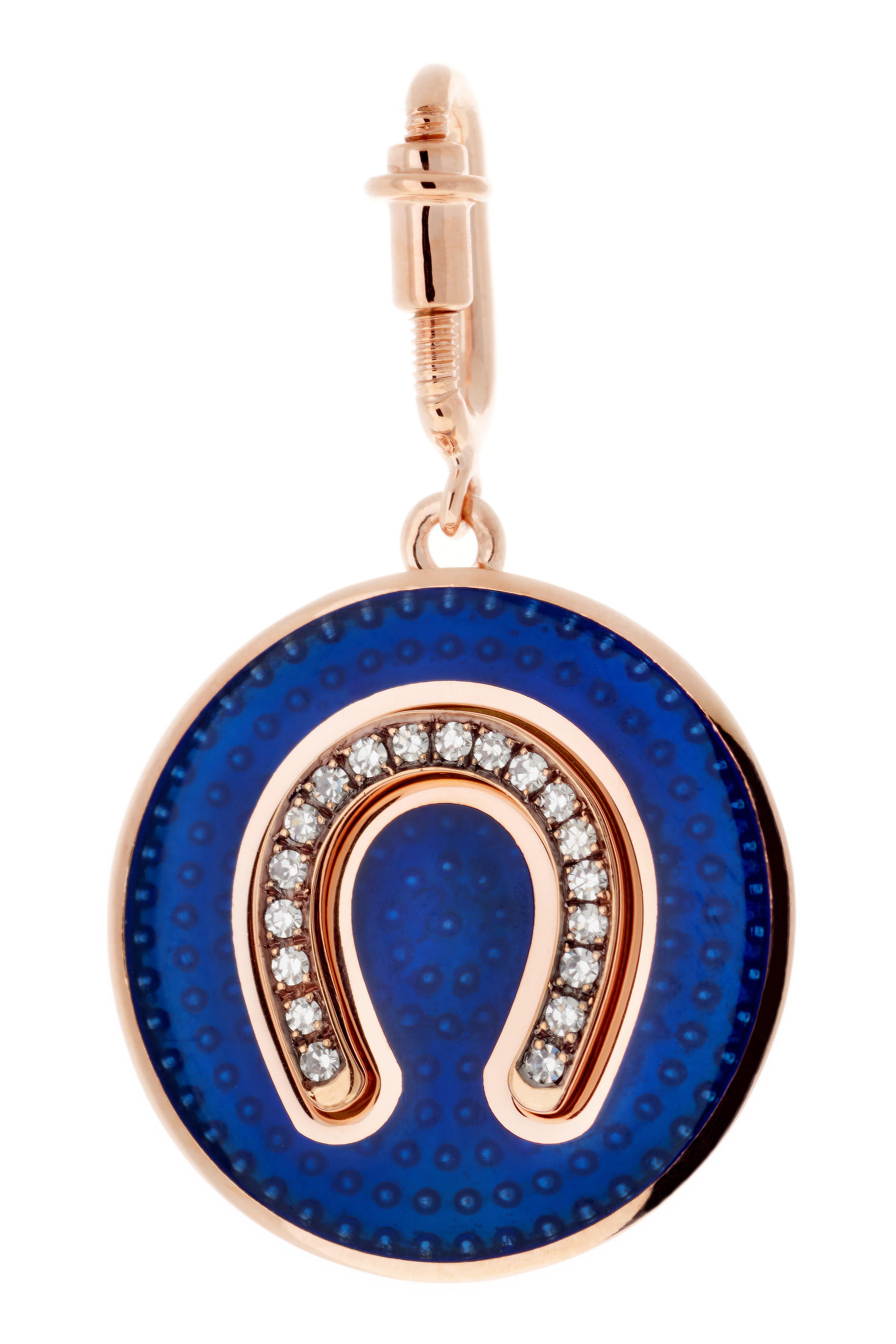 SELIM MOUZANNAR, Blue Enamel Diamond Horseshoe Pendant