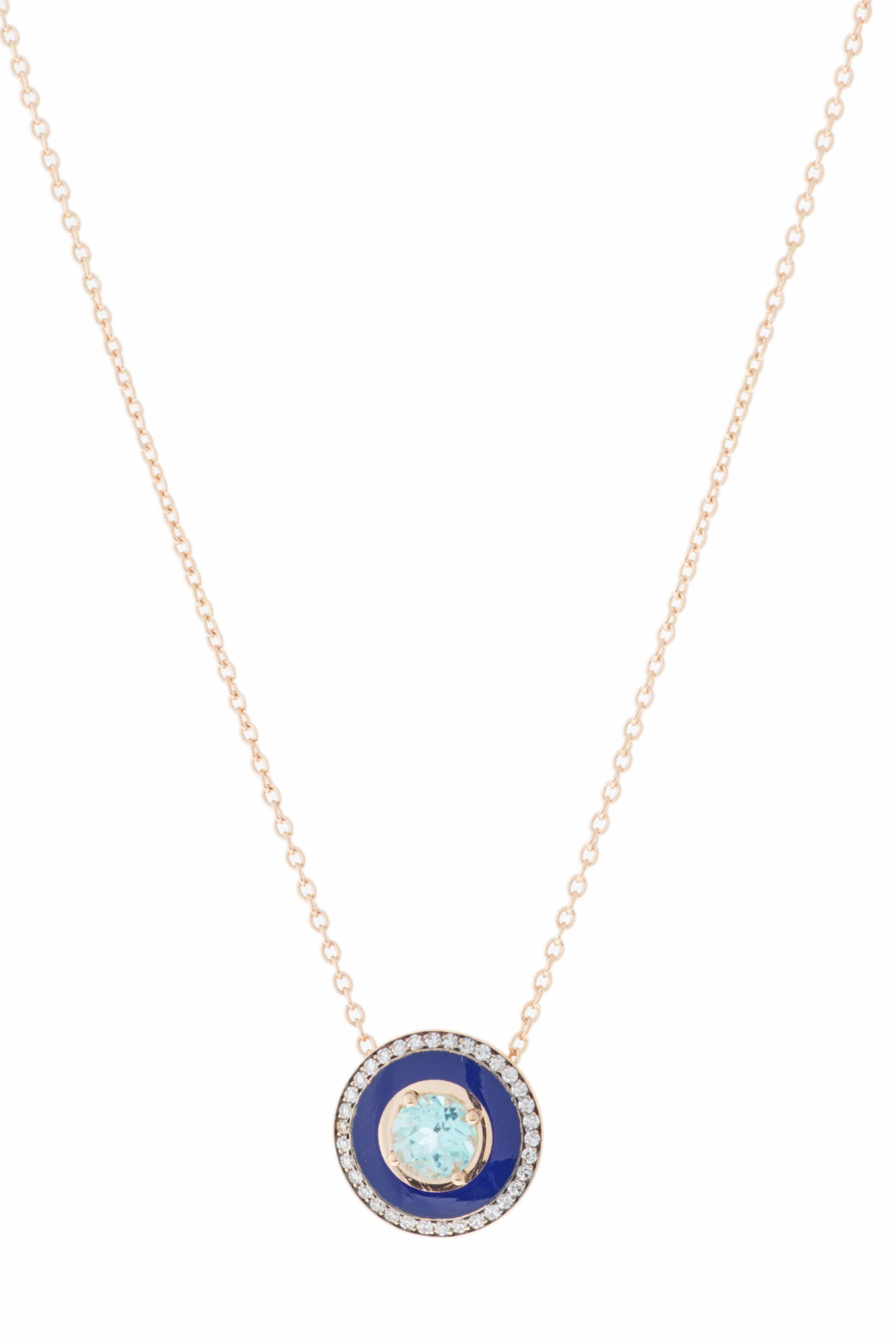 SELIM MOUZANNAR, Blue Enamel Paraiba Pendant Necklace