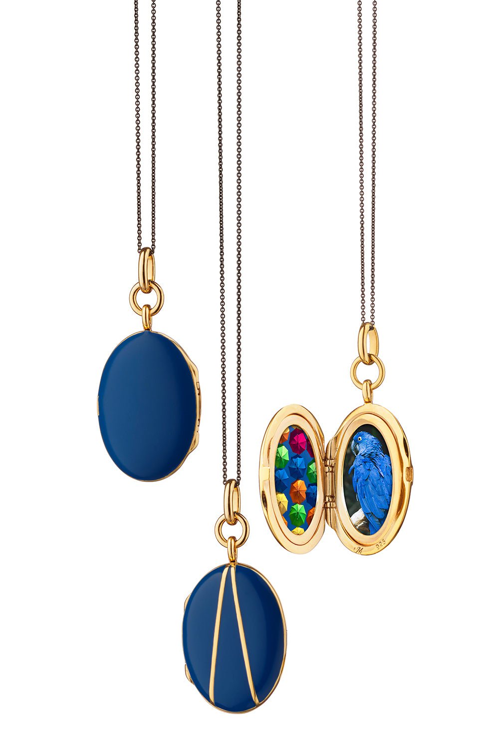 MONICA RICH KOSANN, Blue Enamel Vermeil Oval Locket Necklace