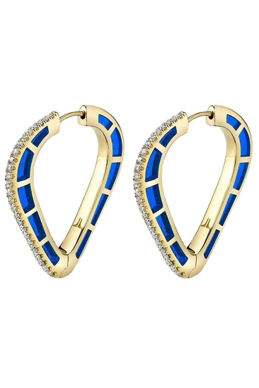 ANDY LIF, Blue Enamel and Diamond Cobra Hoops