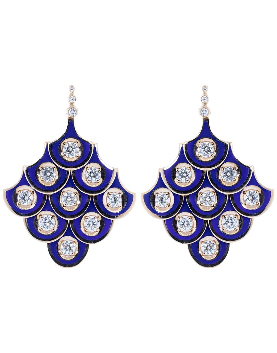 SELIM MOUZANNAR, Blue Enamel and Diamond Fish Love Earrings