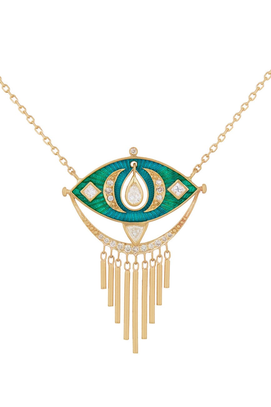 CELINE DAOUST, Blue Green Enamel Eye Necklace