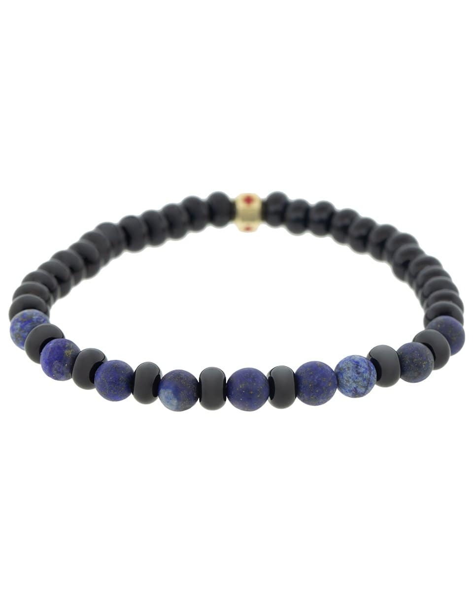 LUIS MORAIS, Blue Lapis and Onyx Mix Bead Bracelet