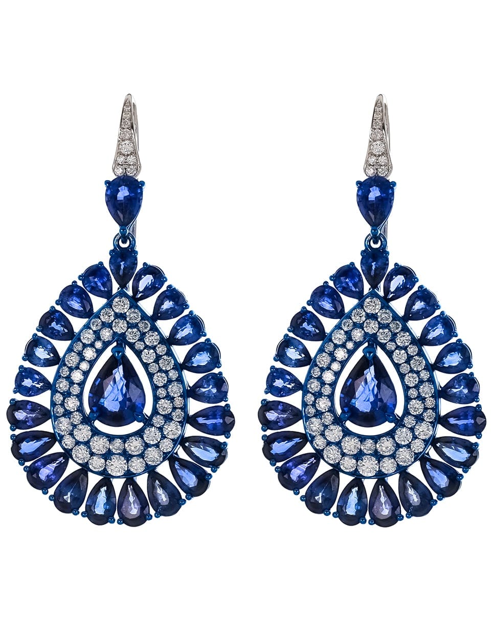 GRAZIELA, Blue Rhodium and Sapphire Earrings