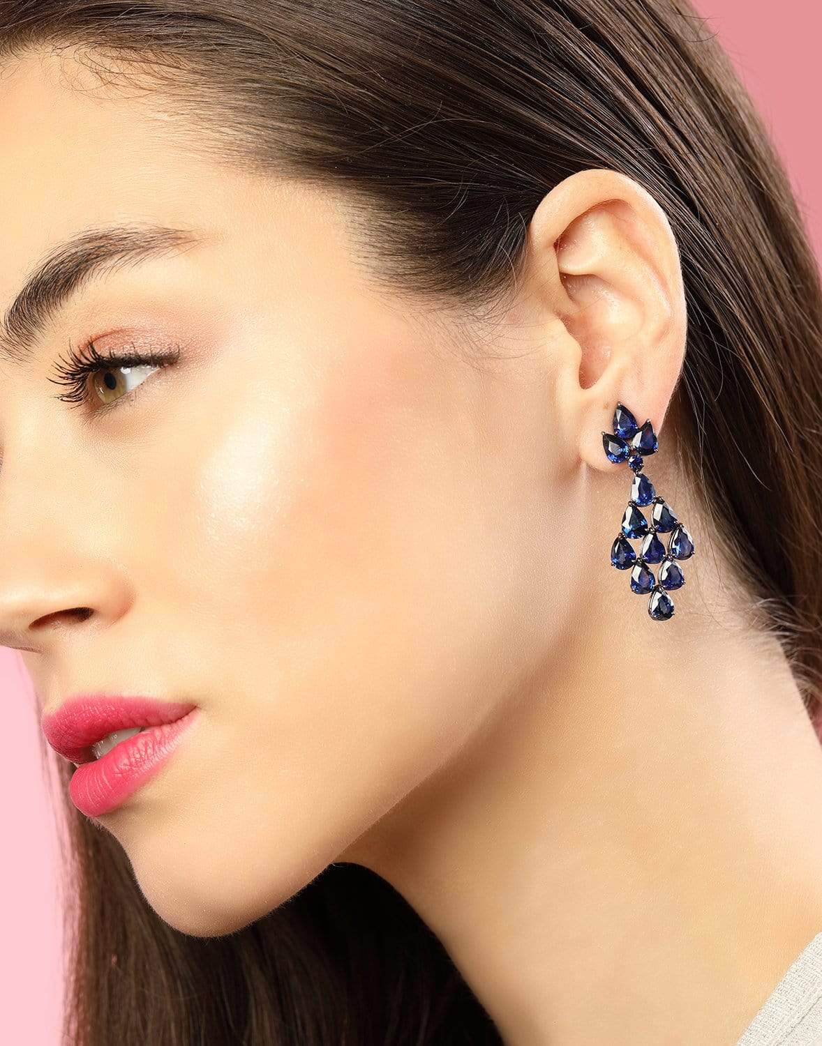 BAYCO, Blue Sapphire Chandelier Earrings