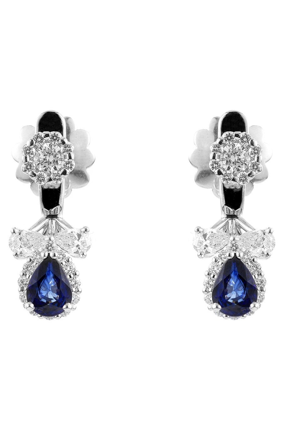 YEPREM JEWELLERY, Blue Sapphire Diamond Drop Earrings