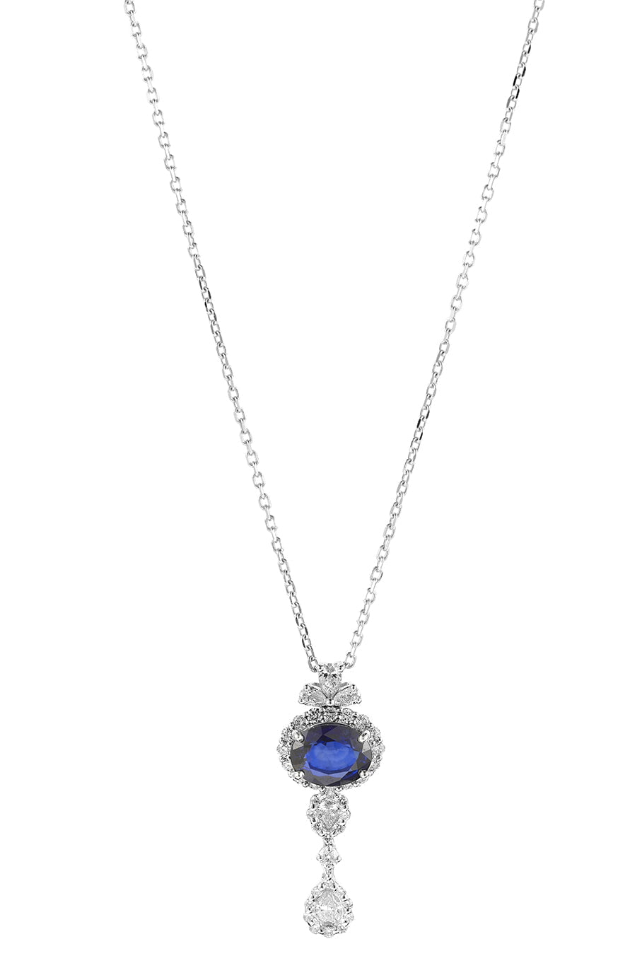 YEPREM JEWELLERY, Blue Sapphire Drop Pendant Necklace