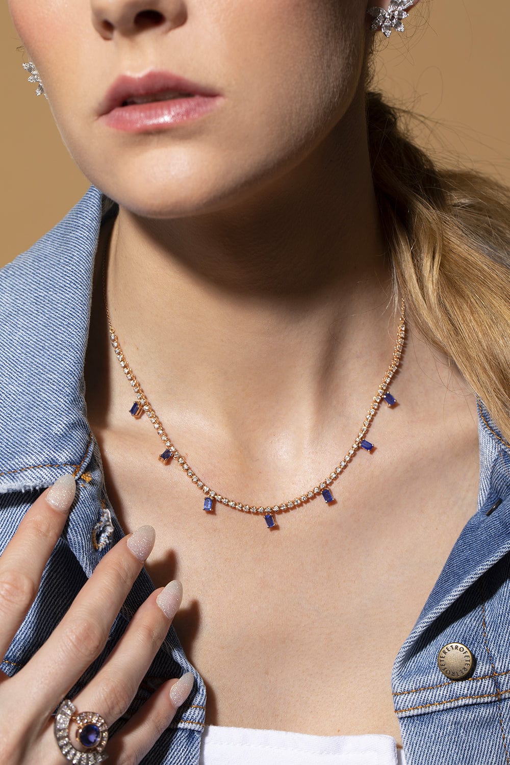 GRAZIELA, Blue Sapphire Floating Necklace