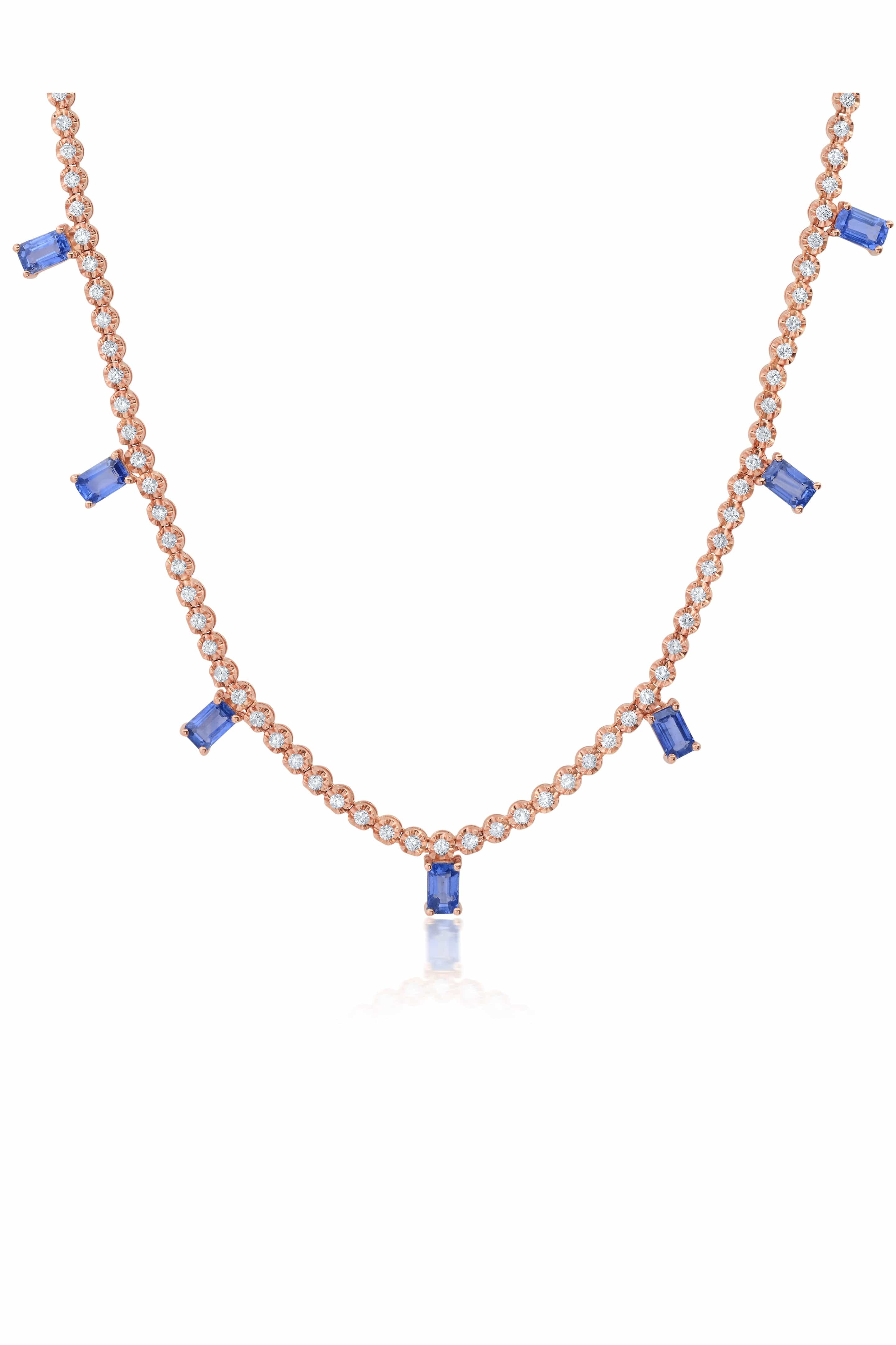 GRAZIELA, Blue Sapphire Floating Necklace