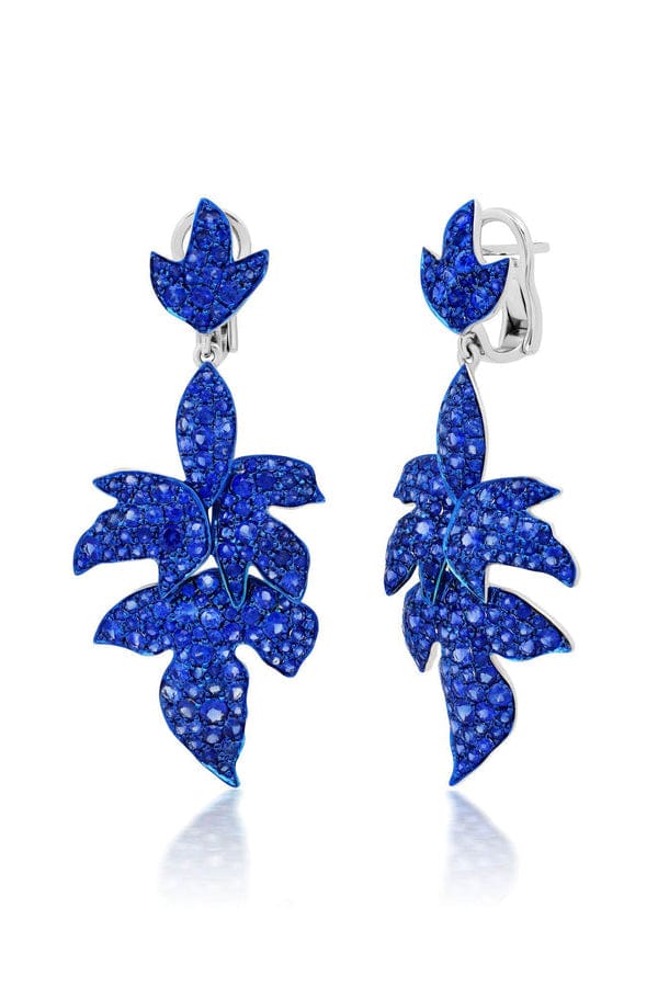 GRAZIELA, Blue Sapphire Folha Earrings