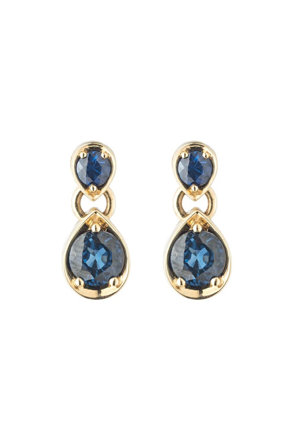 FOUNDRAE, Blue Sapphire Forever And Always A Pair - Love Earrings