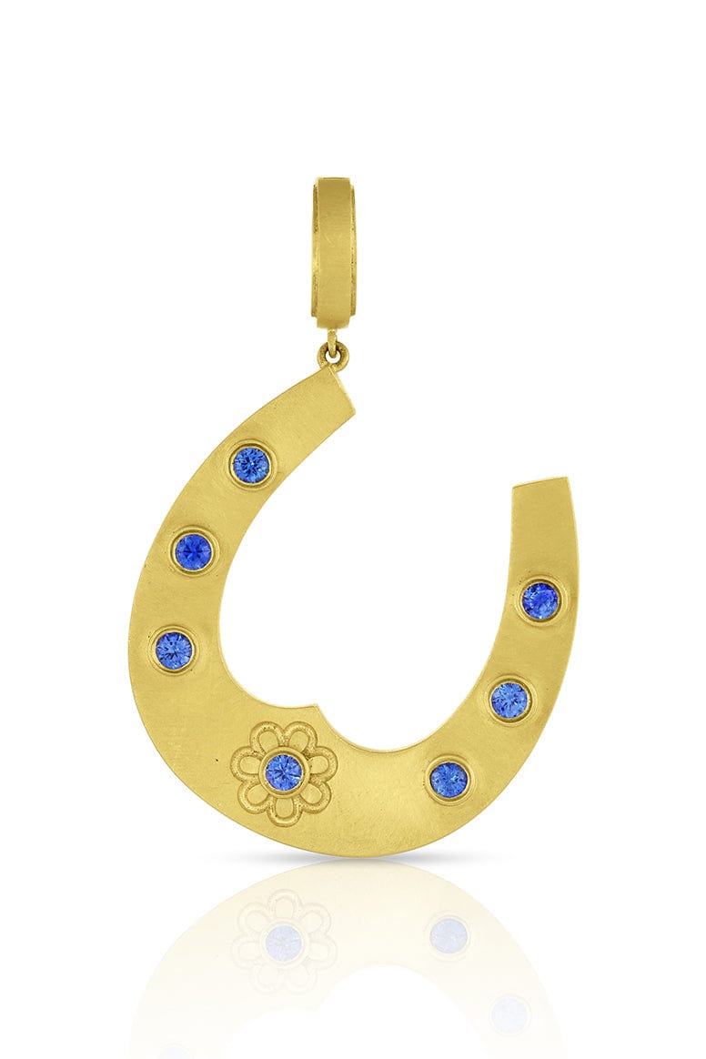 LEIGH MAXWELL, Blue Sapphire Horseshoe Pendant