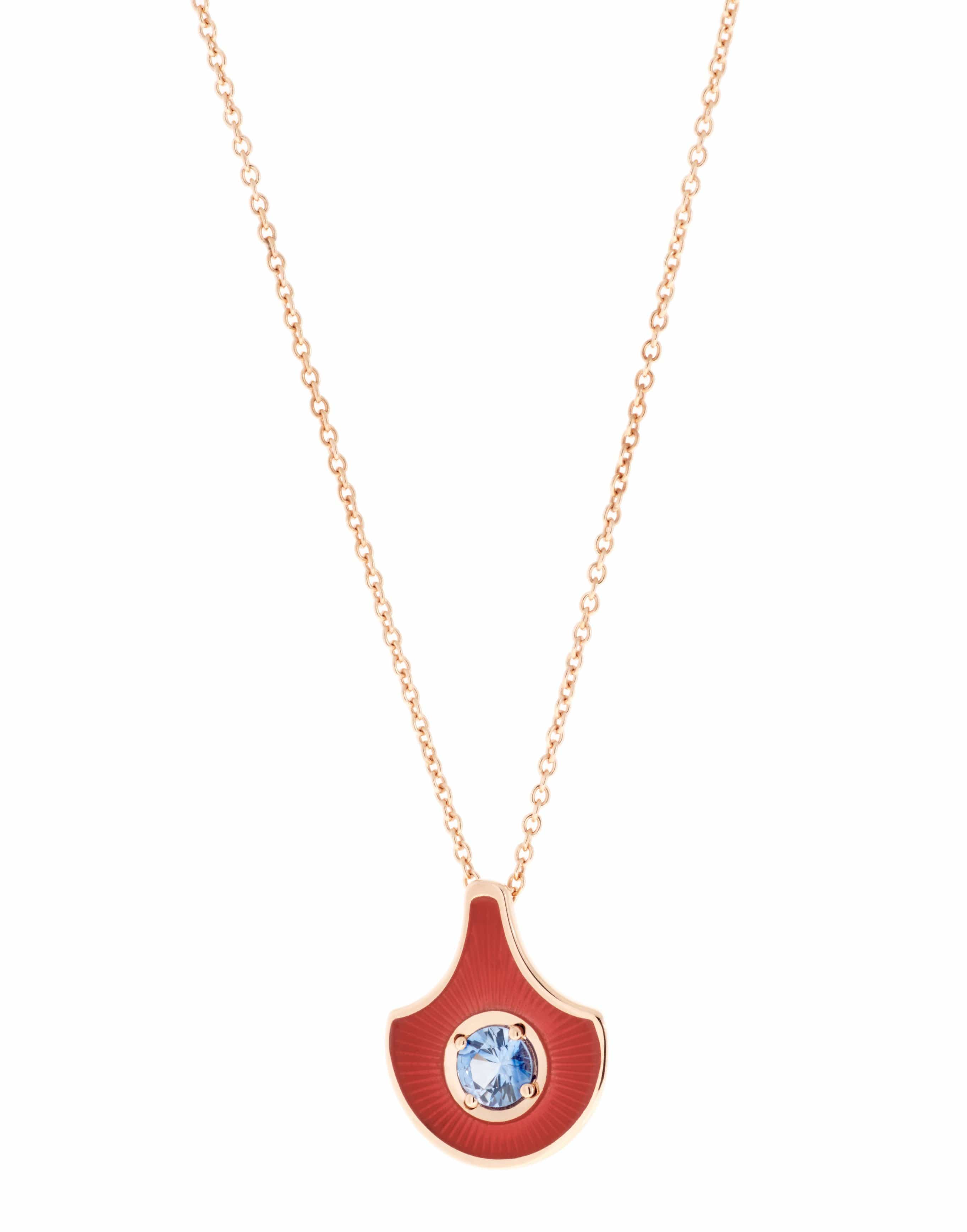 SELIM MOUZANNAR, Blue Sapphire and Coral Enamel Necklace