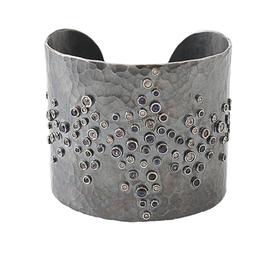 ANNIE FENSTERSTOCK, Blue-Sapphire and Diamond Lightning Cuff