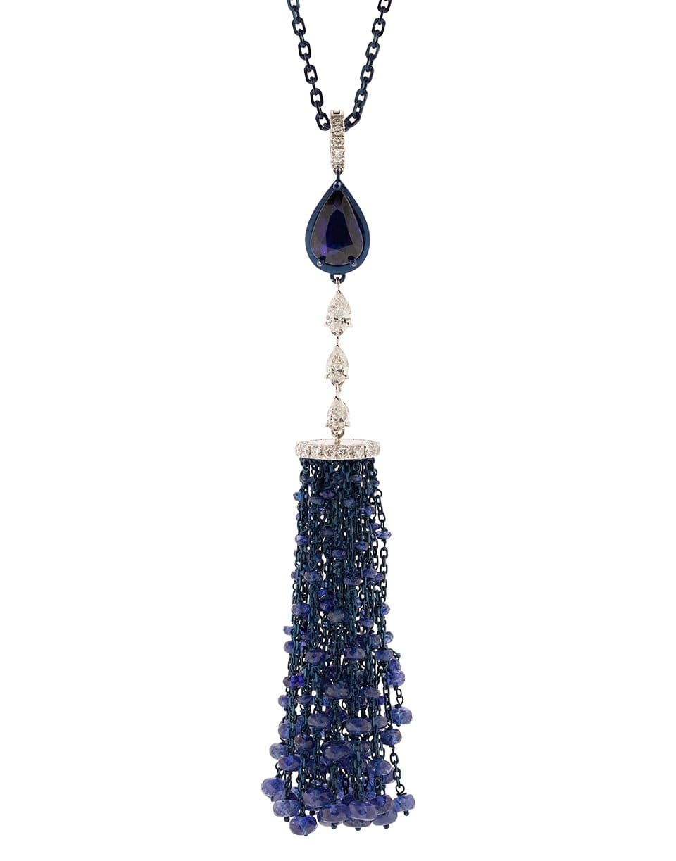 MARIANI, Blue Sapphire and Diamond Station Tassel Necklace