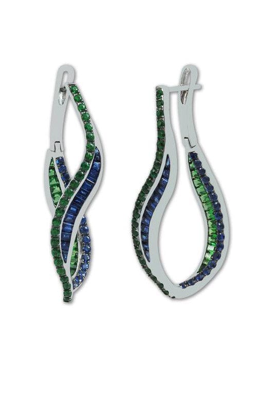 KAVANT & SHARART, Blue Sapphire and Tsavorite Wave Twist Hoops