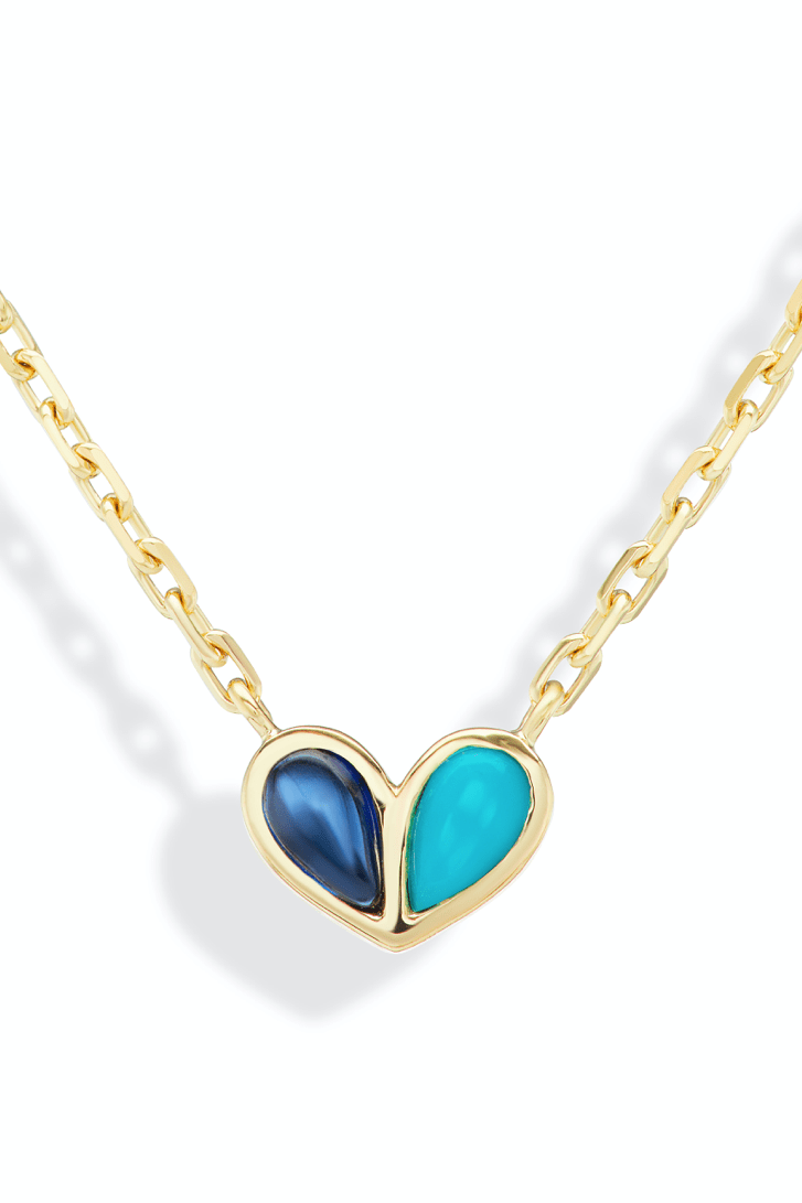 GEMELLA JEWELS, Blue Sapphire and Turquoise Sweetheart Necklace