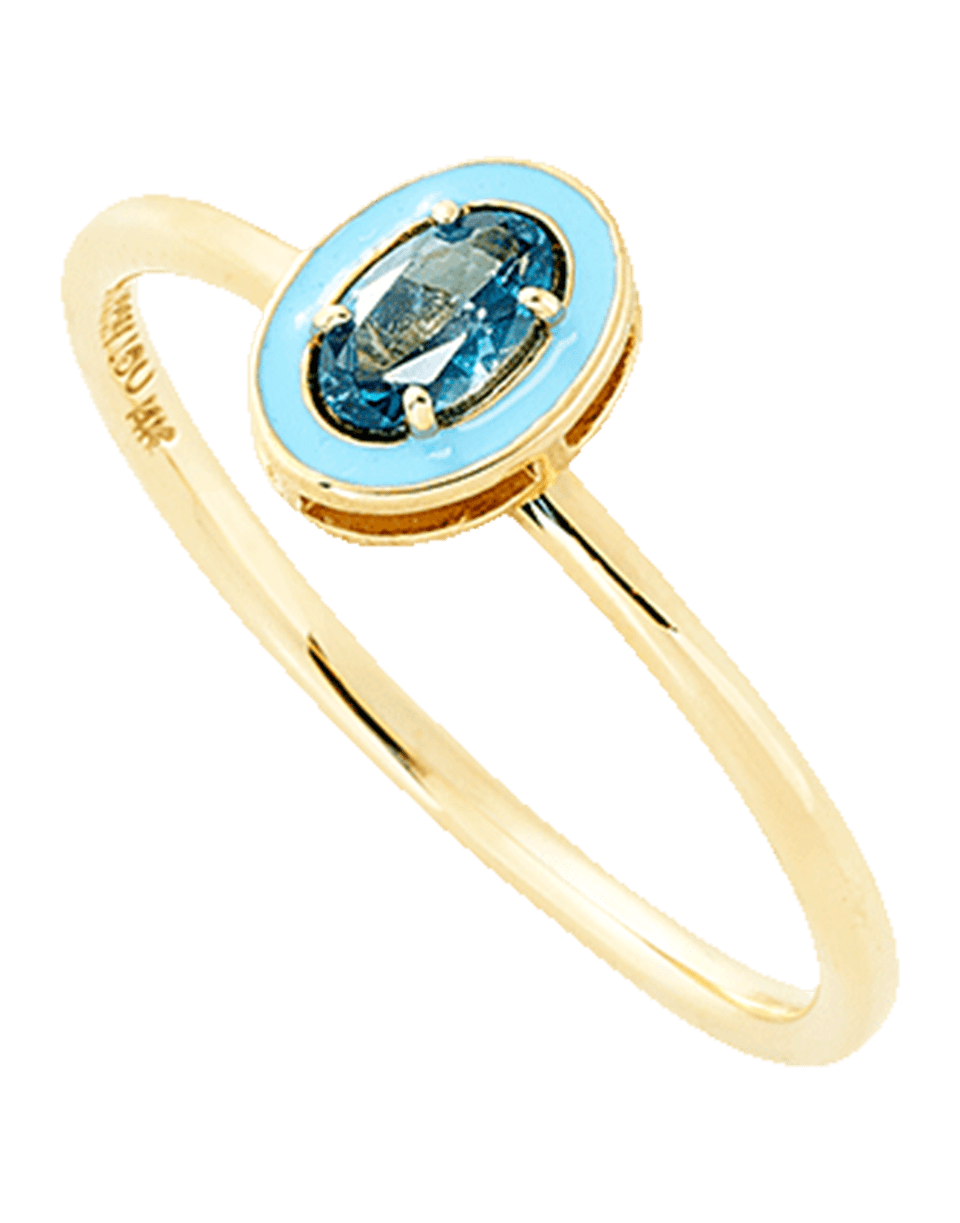 ALISON LOU, Blue Topaz And Enamel Ring