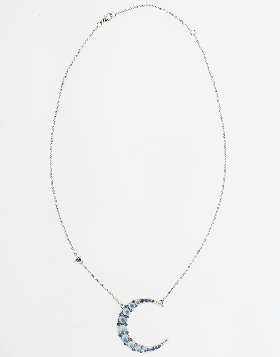 MONICA RICH KOSANN, Blue Topaz and Sapphire Crescent Necklace