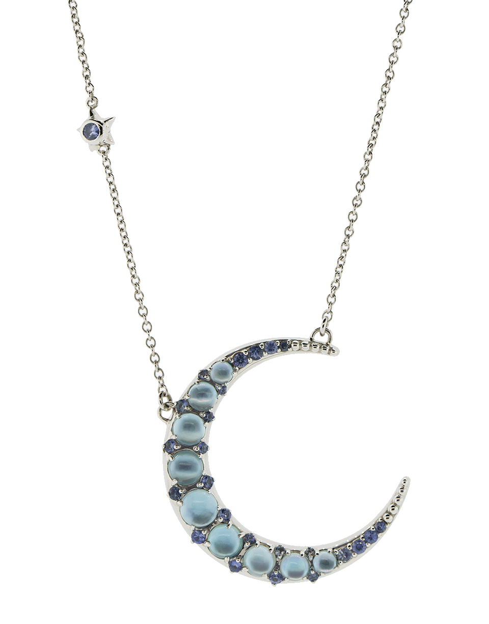 MONICA RICH KOSANN, Blue Topaz and Sapphire Crescent Necklace