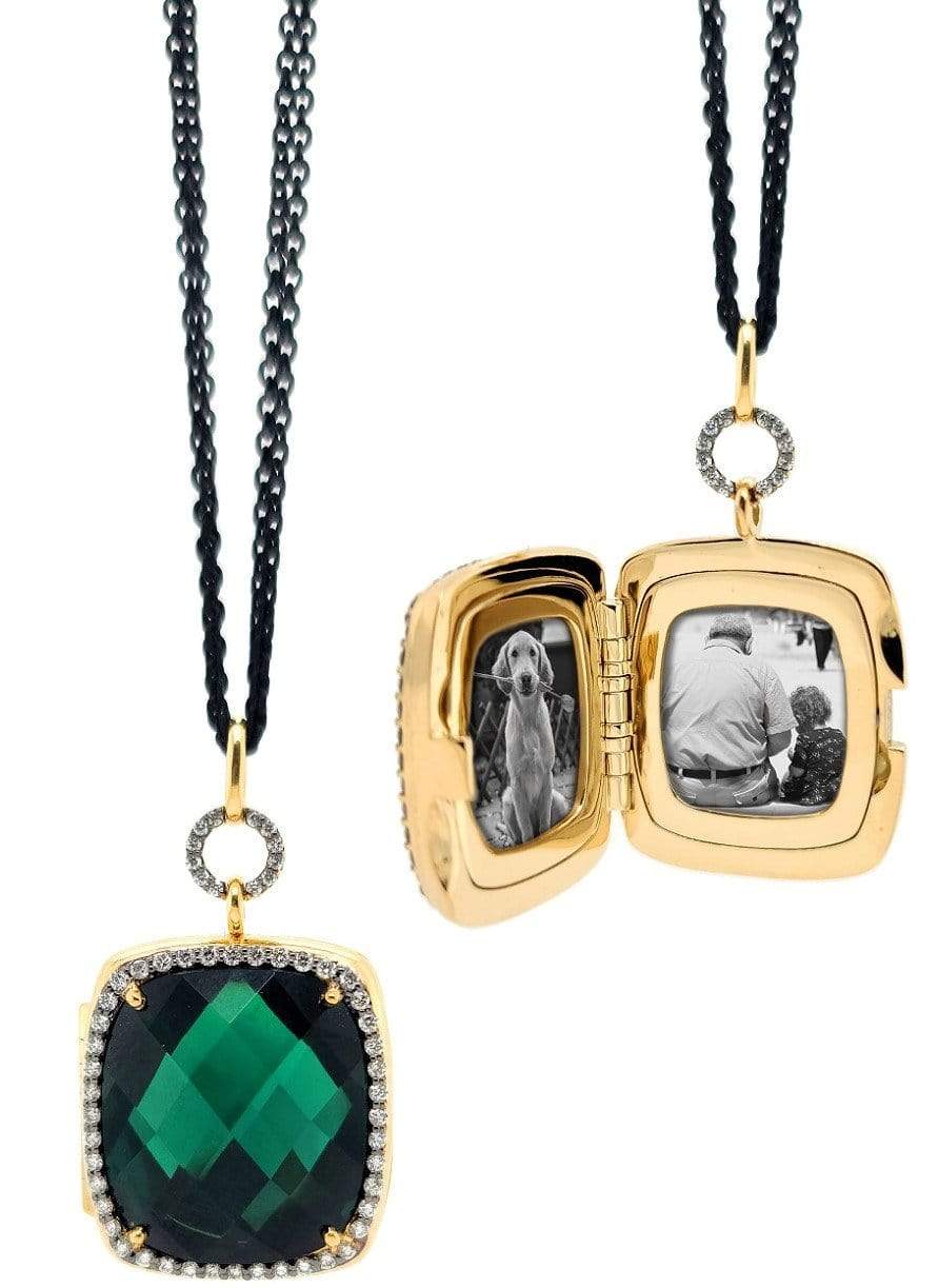 MONICA RICH KOSANN, Blue and Green Tourmaline Locket Necklace