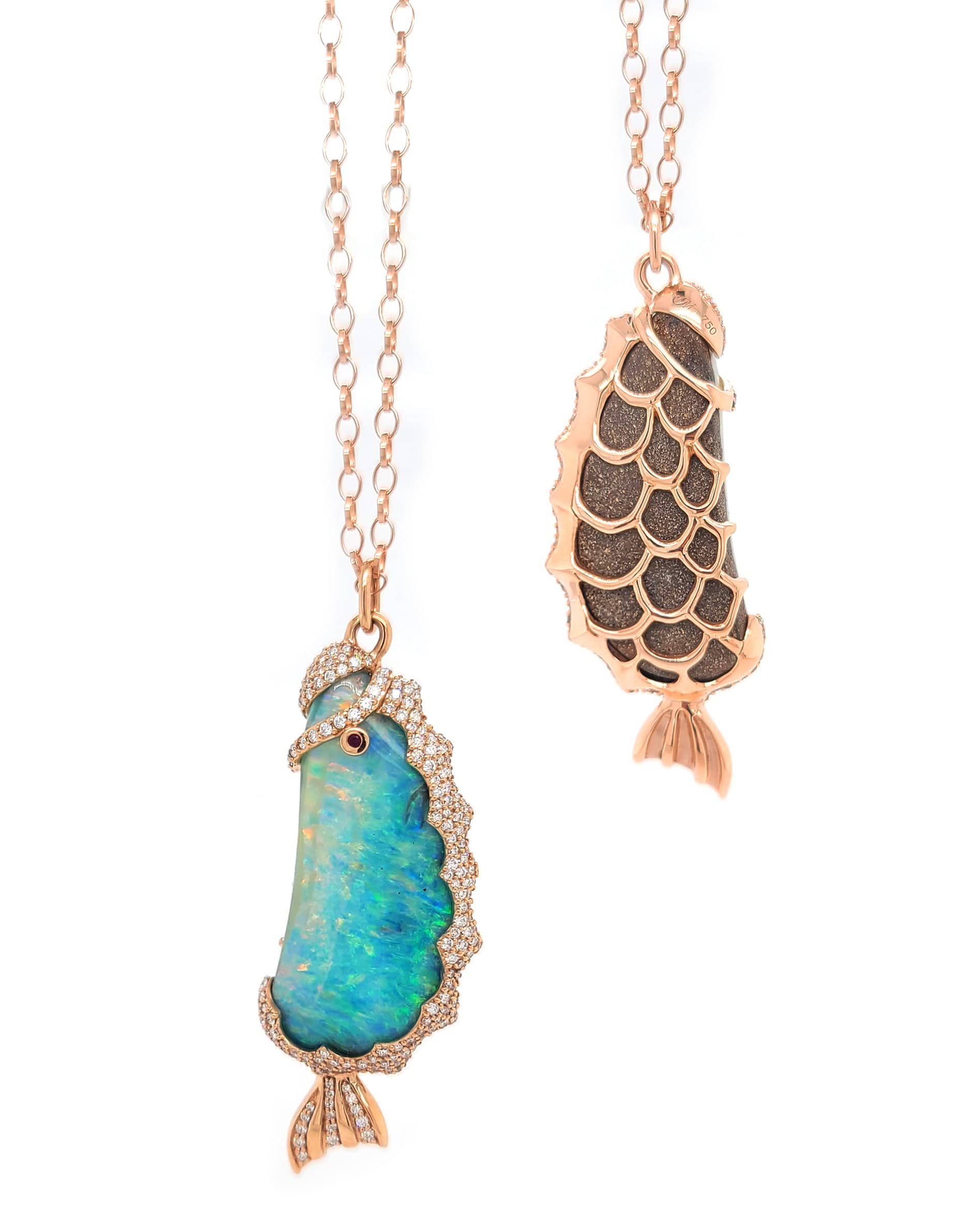 MONICA RICH KOSANN, Boulder Opal Fish Pendant Necklace