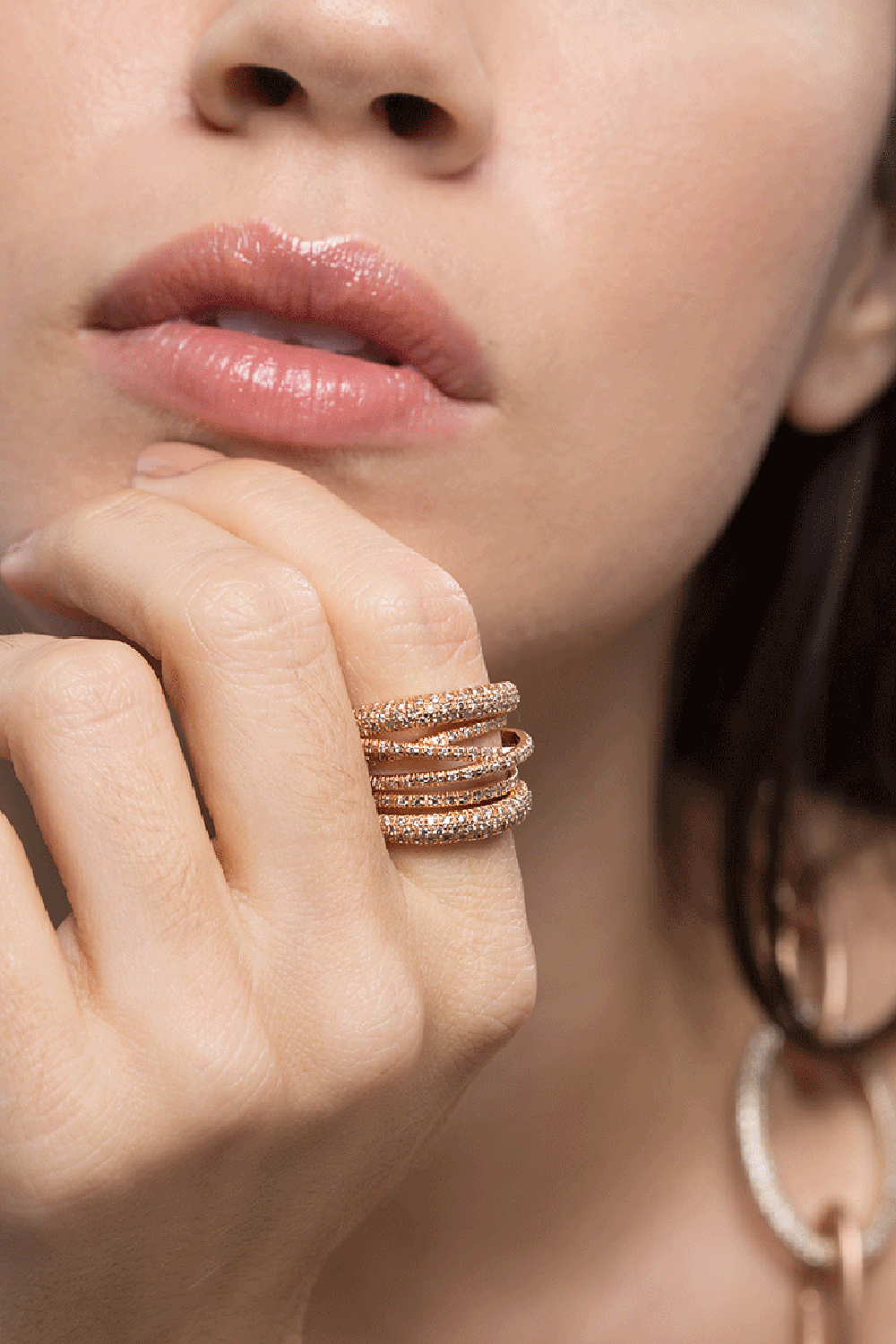 SIDNEY GARBER, Brown Diamond Pave Scribble Ring