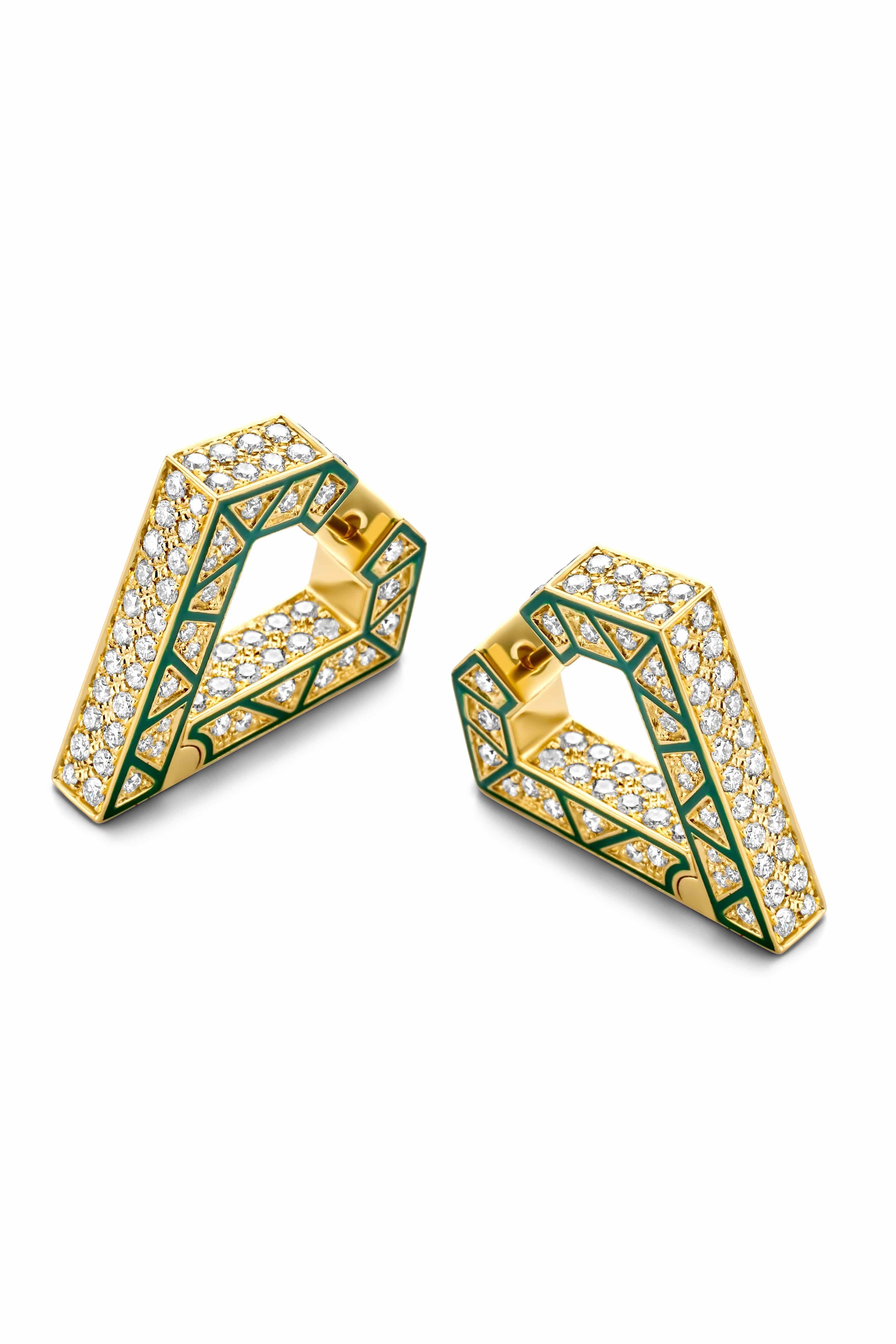 DRIES CRIEL, Brute Green Enamel Earrings