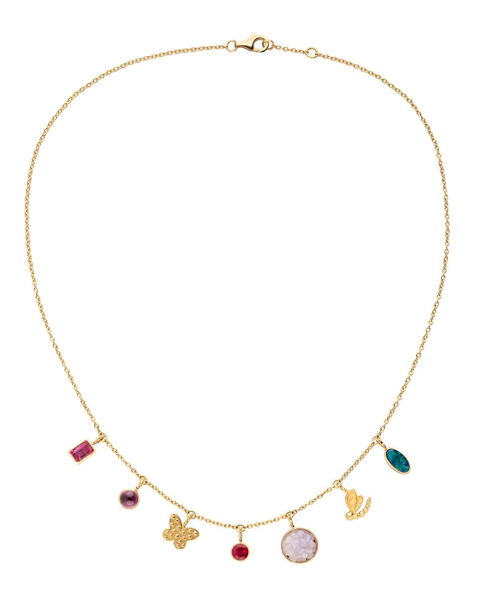 GAYA, Butterfly Amethyst and Opal Charm Necklace