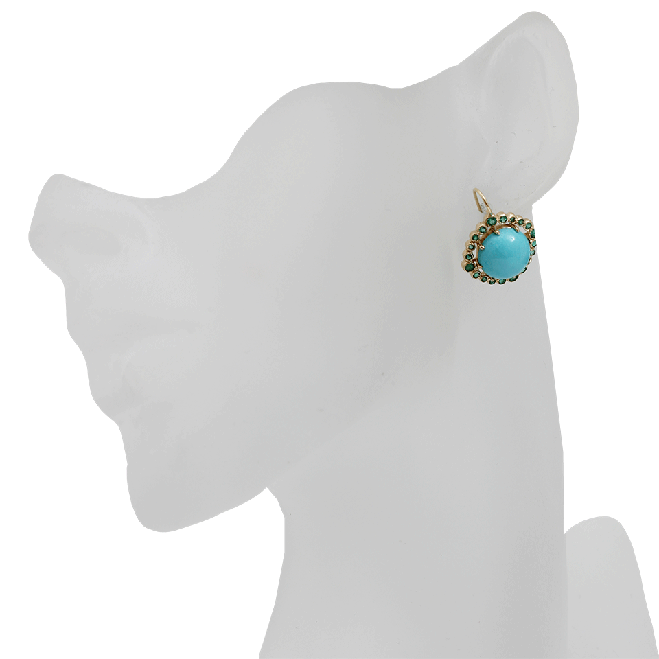 ANDREA FOHRMAN, Cabochon Turquoise And Emerald Earrings