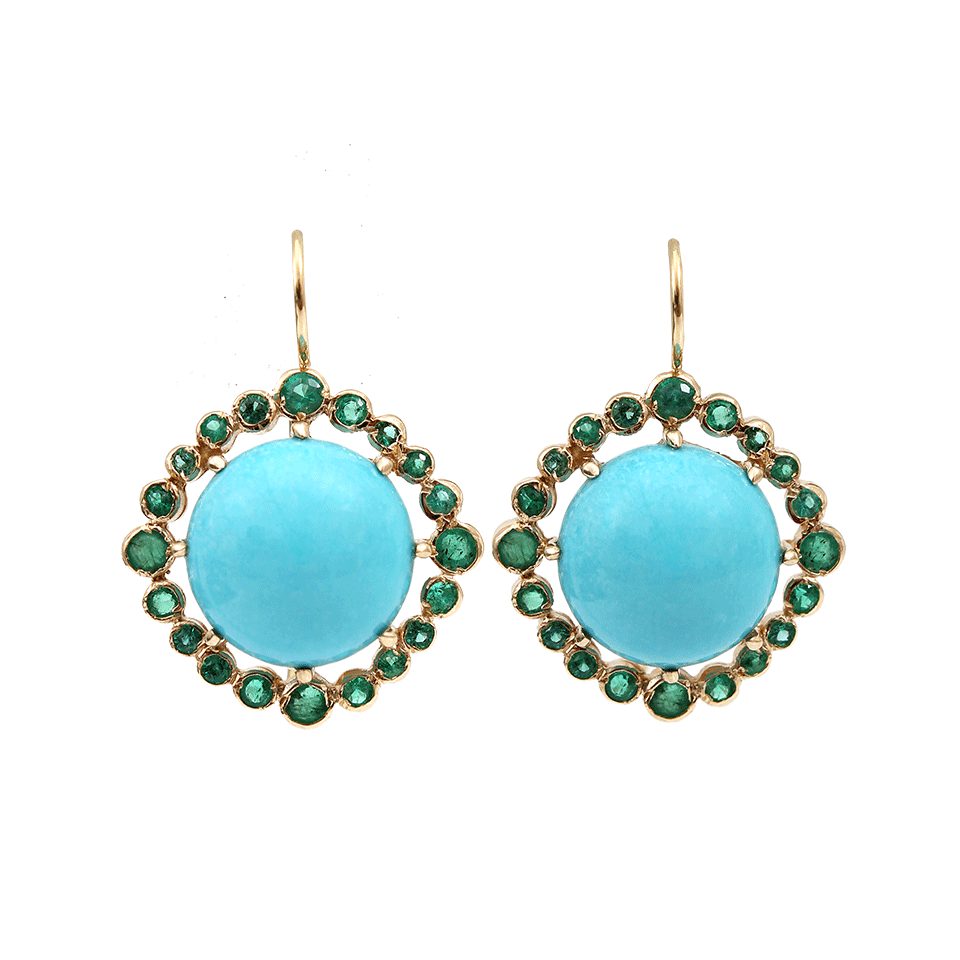 ANDREA FOHRMAN, Cabochon Turquoise And Emerald Earrings