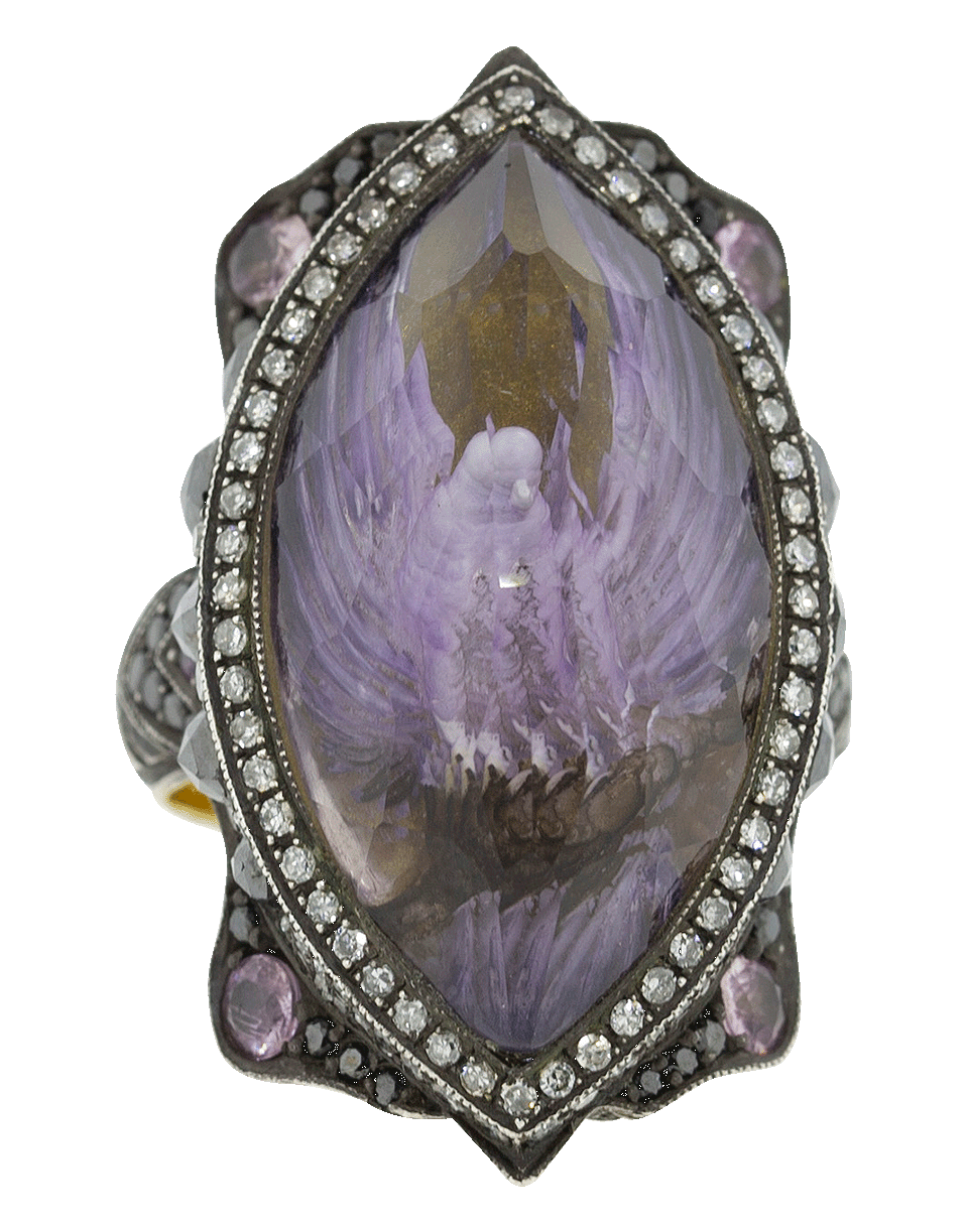 SEVAN BICAKCI, Carved Amethyst Dove In Flight Ring