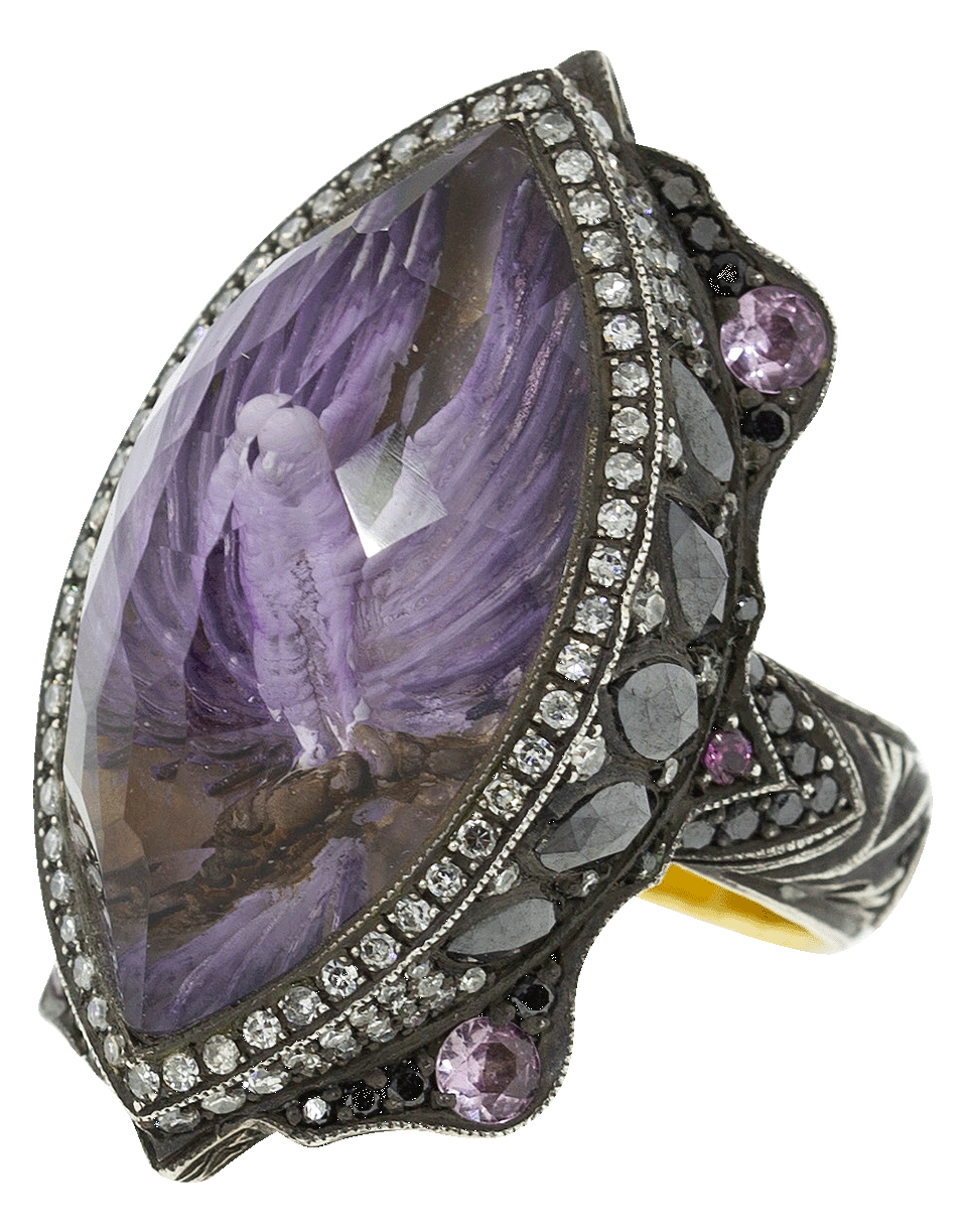 SEVAN BICAKCI, Carved Amethyst Dove In Flight Ring