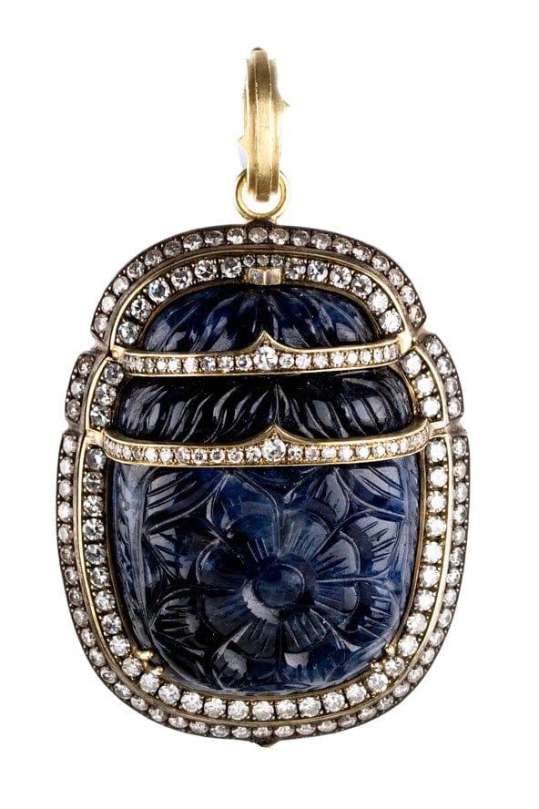 SYLVA & CIE, Carved Burmese Sapphire Scarab Pendant