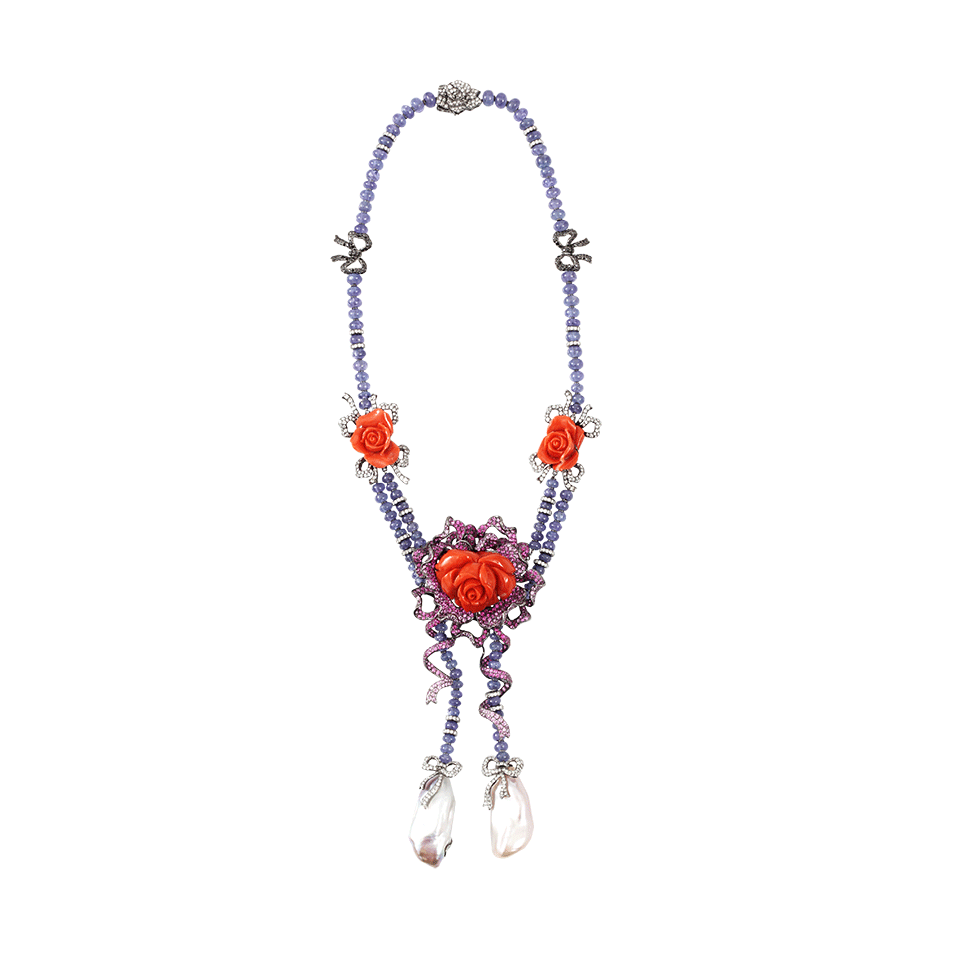 WENDY YUE, Carved Coral Floral Necklace