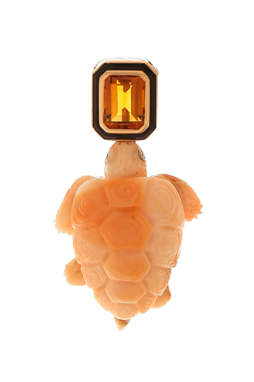 DEZSO BY SARA BELTRAN, Carved Coral Turtle Pendant