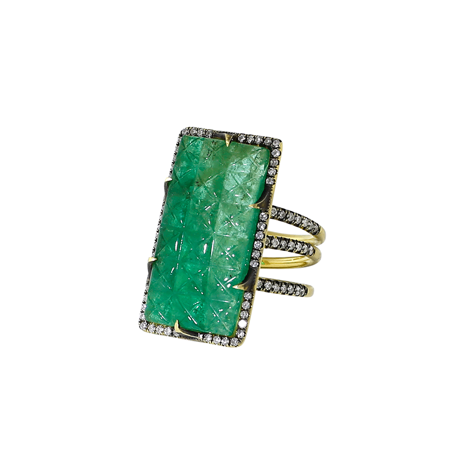 SYLVA & CIE, Carved Emerald Ten Table Ring