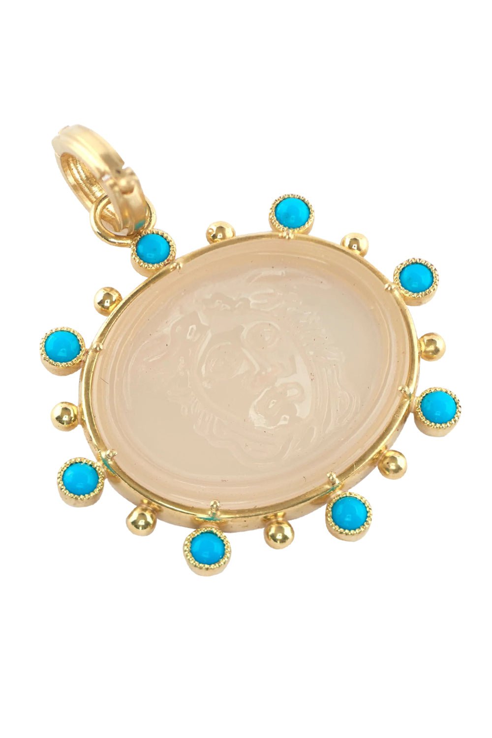 SYLVA & CIE, Carved Intaglio Turquoise Pendant