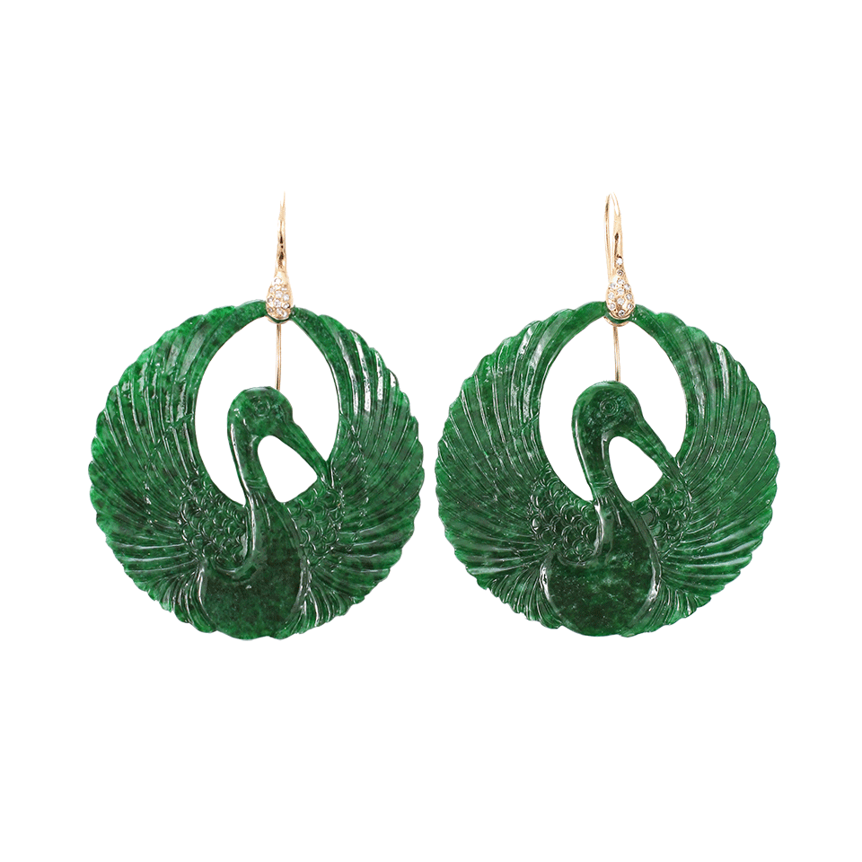 LUCIFER VIR HONESTUS, Carved Jade Bird Earrings