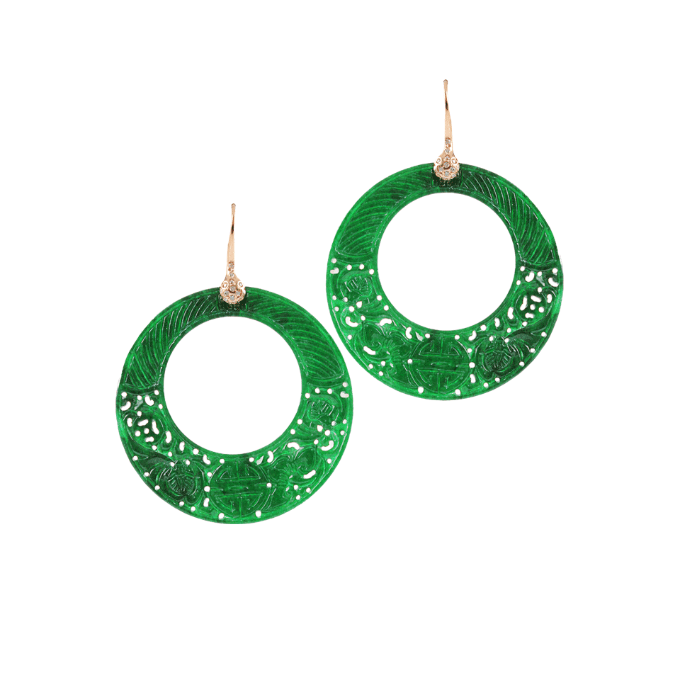 LUCIFER VIR HONESTUS, Carved Jade Circle Earrings