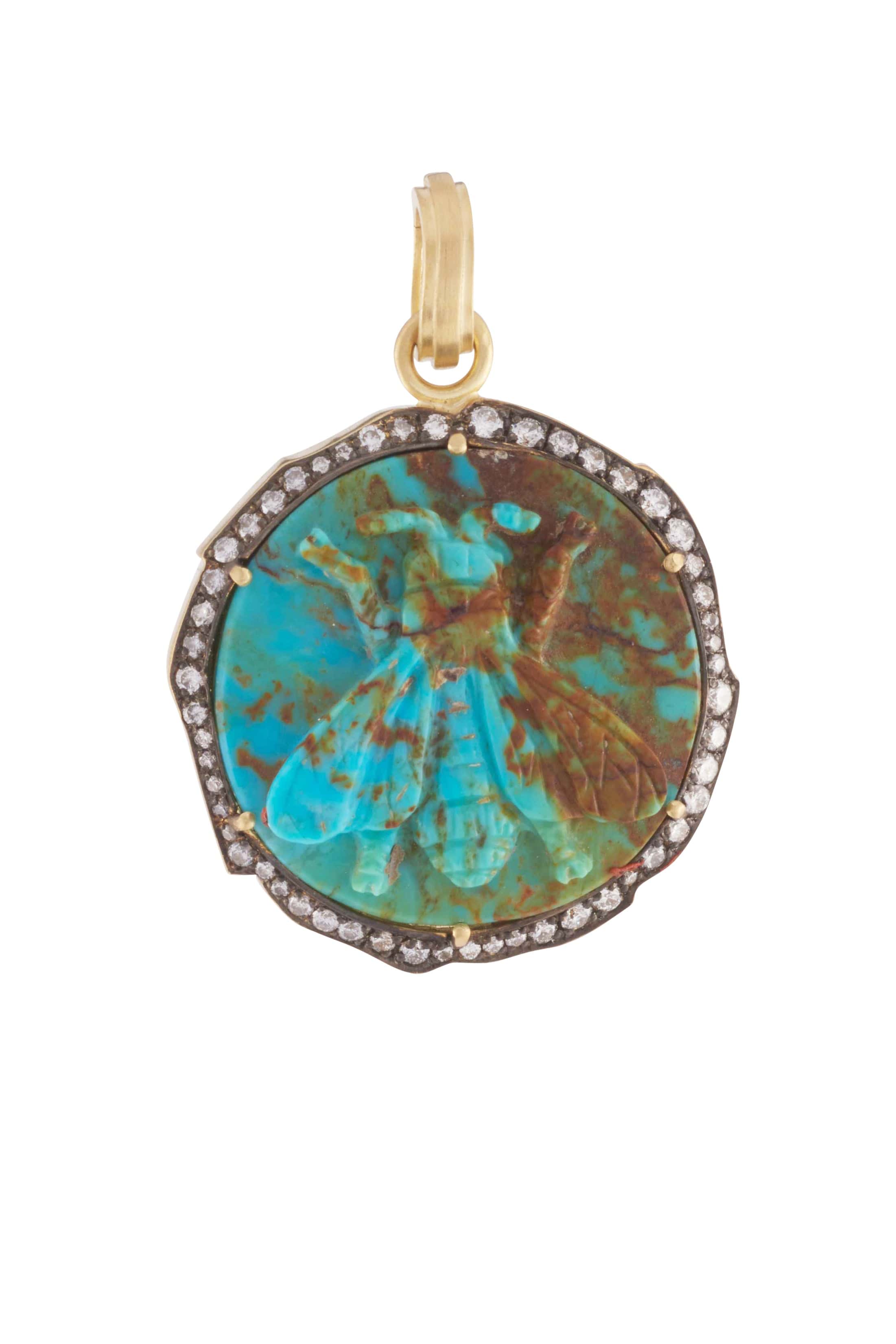 SYLVA & CIE, Carved Kingman Turquoise Bee Pendant