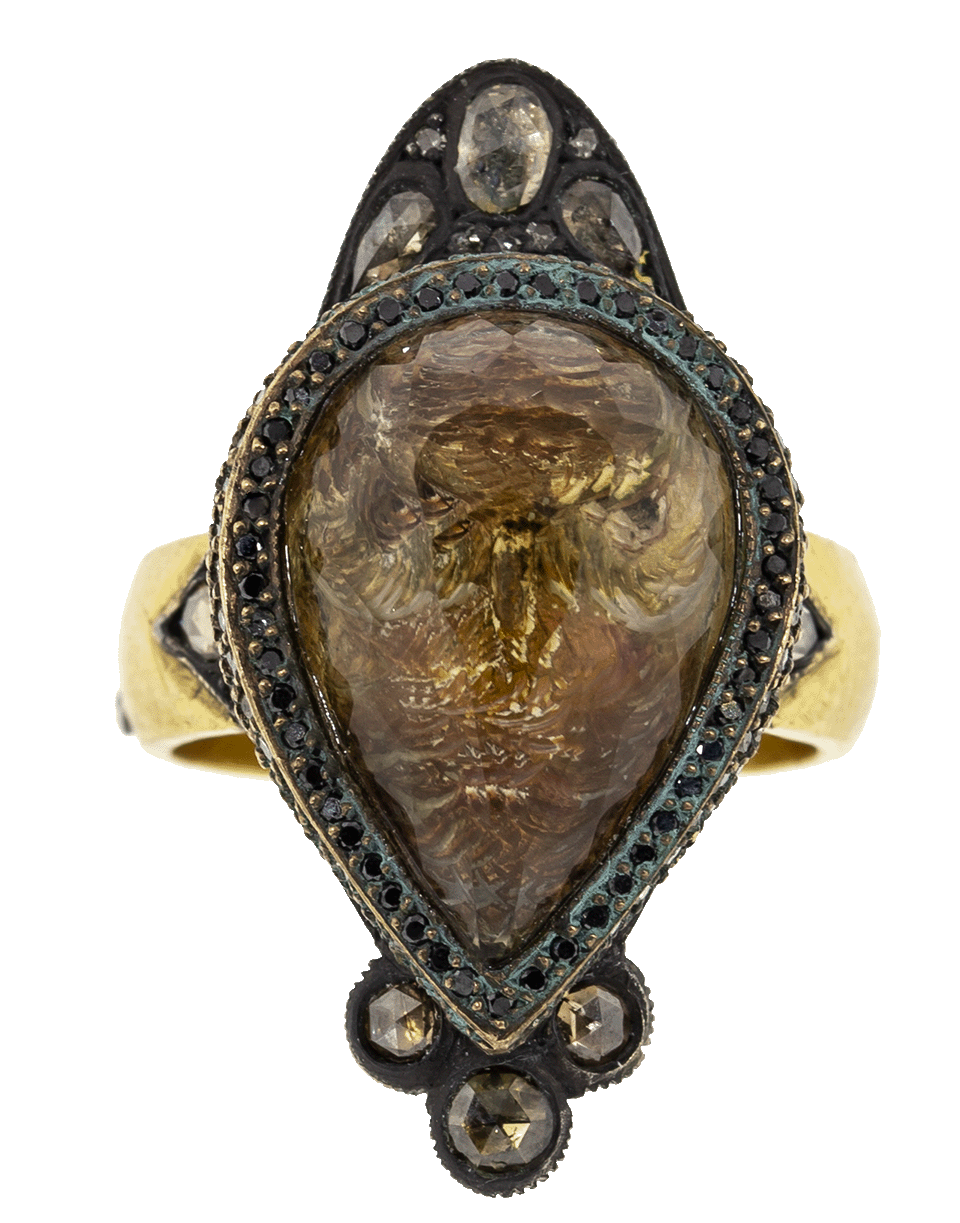 SEVAN BICAKCI, Carved Lemon Topaz Owl Ring