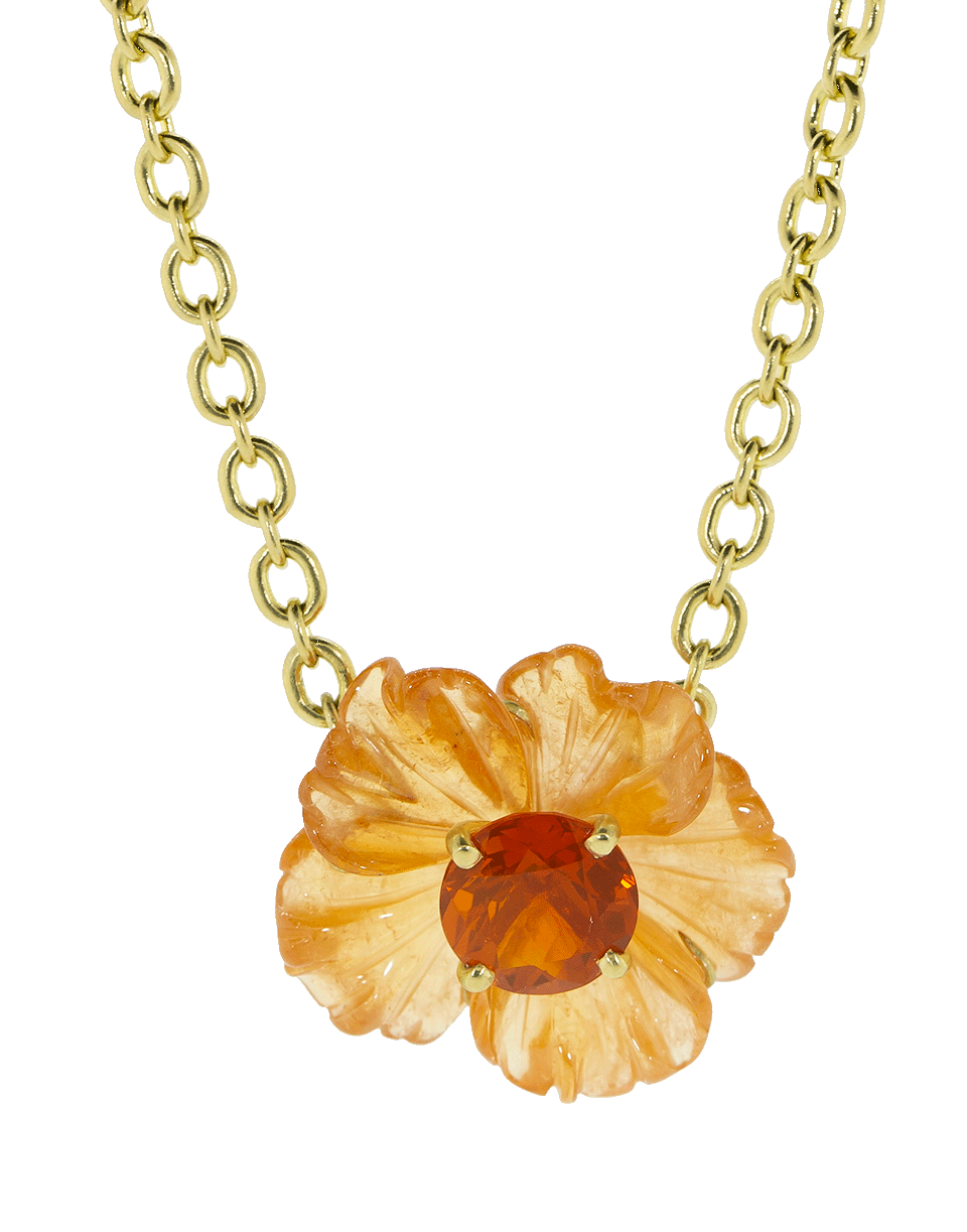 IRENE NEUWIRTH JEWELRY, Carved Mandarin Garnet Flower Necklace