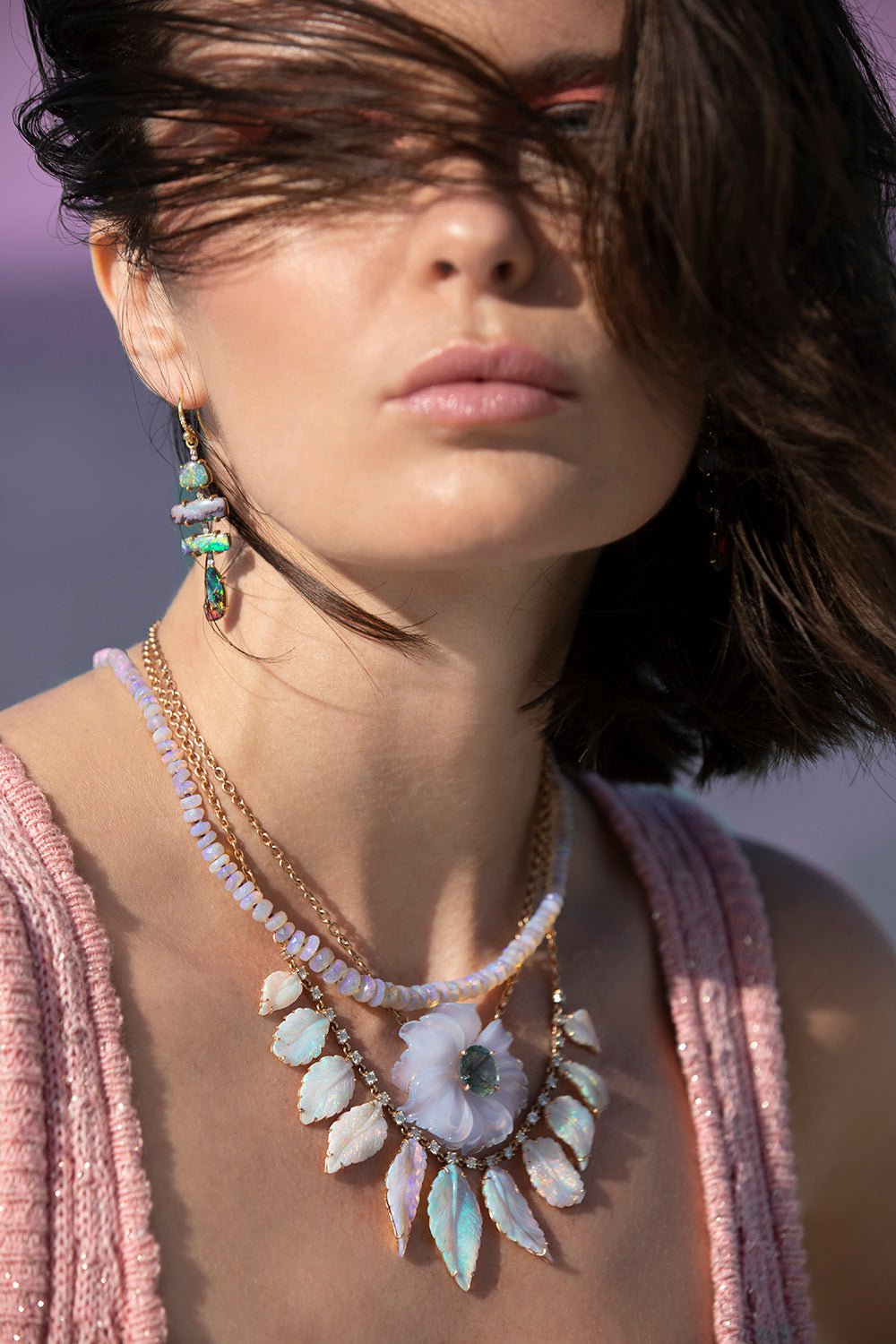 IRENE NEUWIRTH JEWELRY, Carved Opal Leaf Necklace