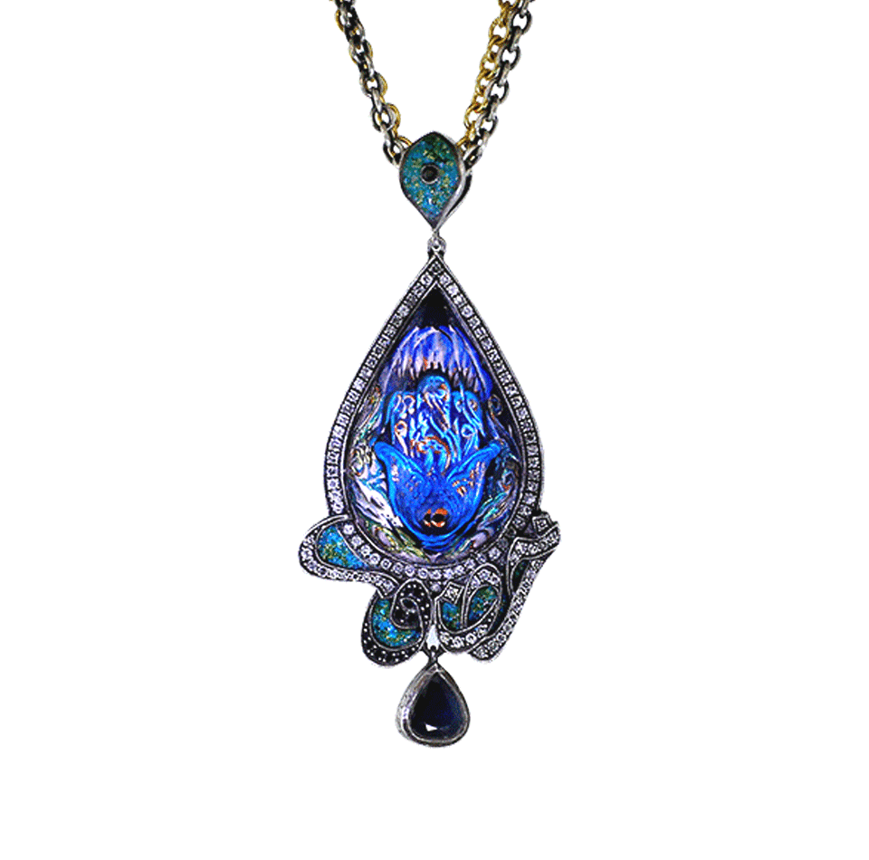 SEVAN BICAKCI, Carved Peacock Lotus Neckace