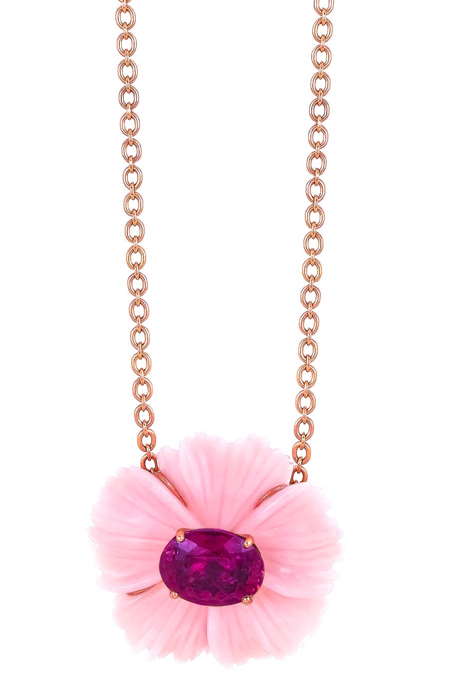 IRENE NEUWIRTH JEWELRY, Carved Pink Opal Flower Necklace