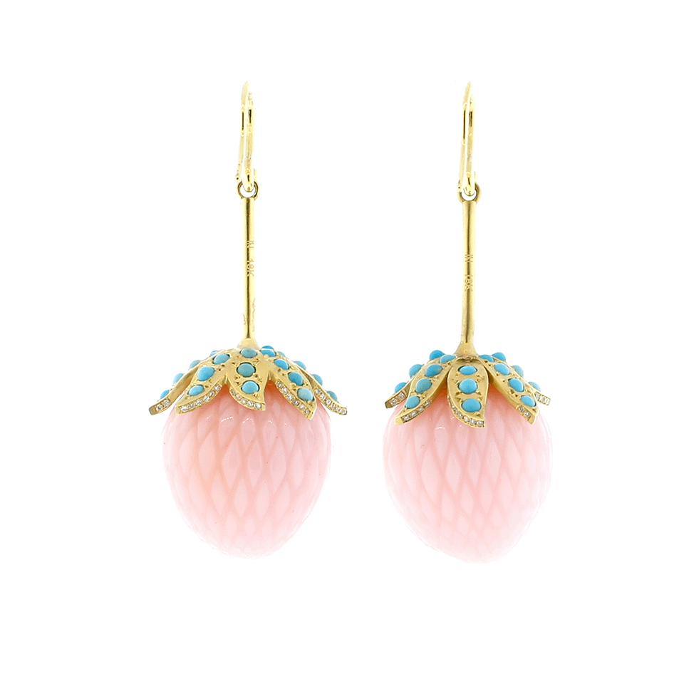 IRENE NEUWIRTH JEWELRY, Carved Pink Opal Strawberry Earrings