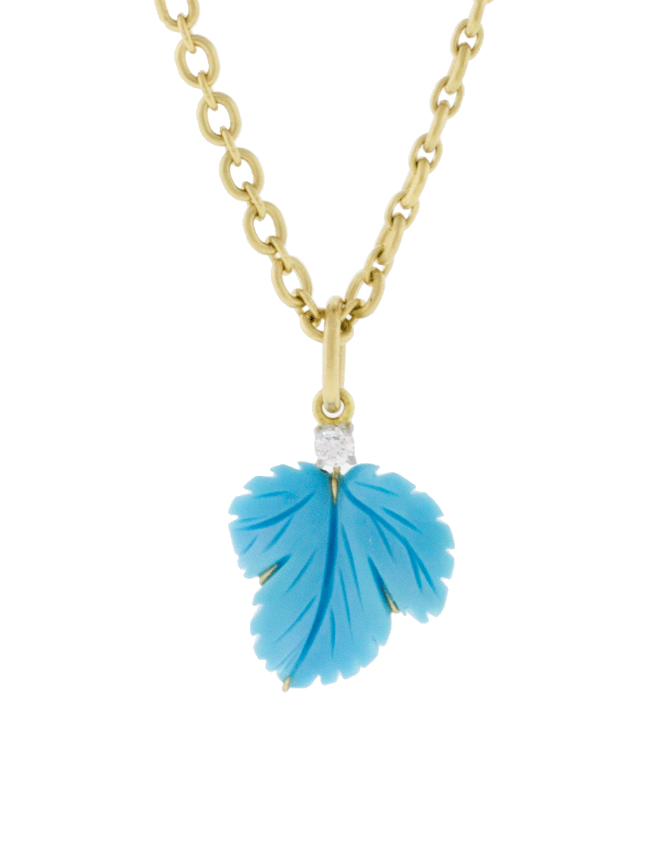 IRENE NEUWIRTH JEWELRY, Carved Turqoise Leaf Pendant