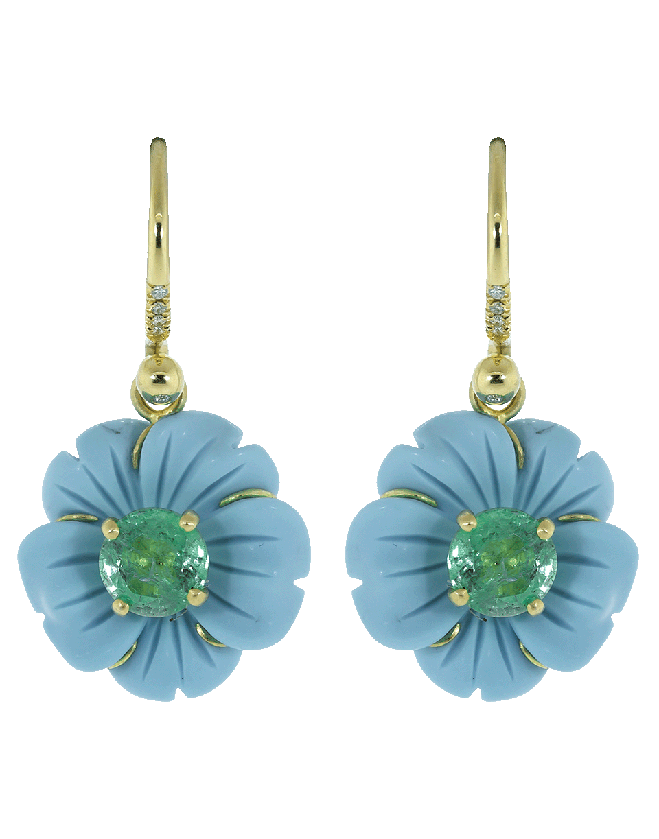 IRENE NEUWIRTH JEWELRY, Carved Turquoise Flower Drop Earrings