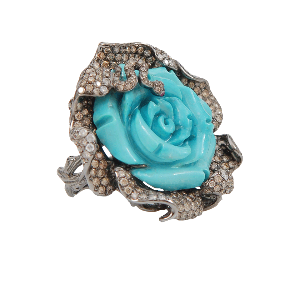 WENDY YUE, Carved Turquoise Flower Ring